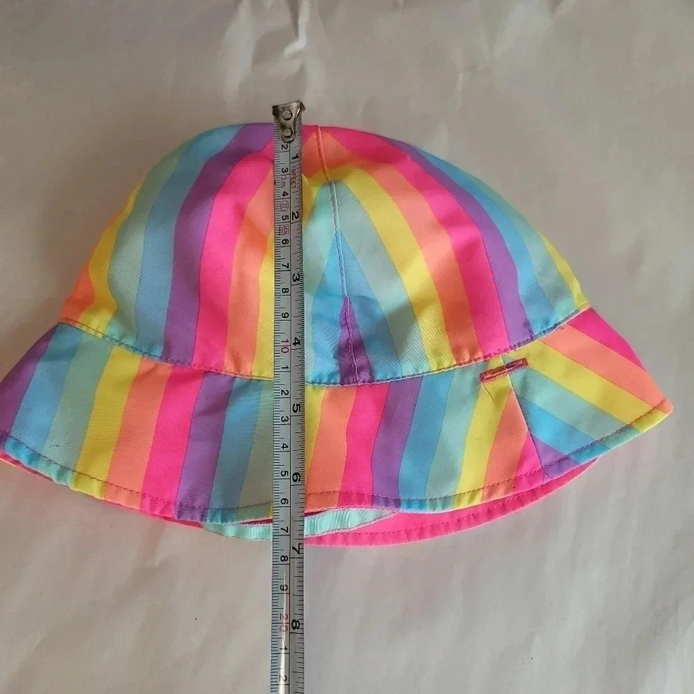 Wonder Nation Reversible Pink Stripe Swim Cap Strapped Girls OS Neon